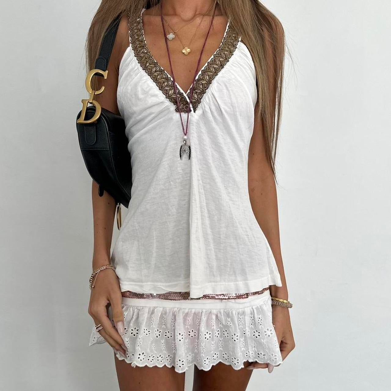 Vintage white boho cami top