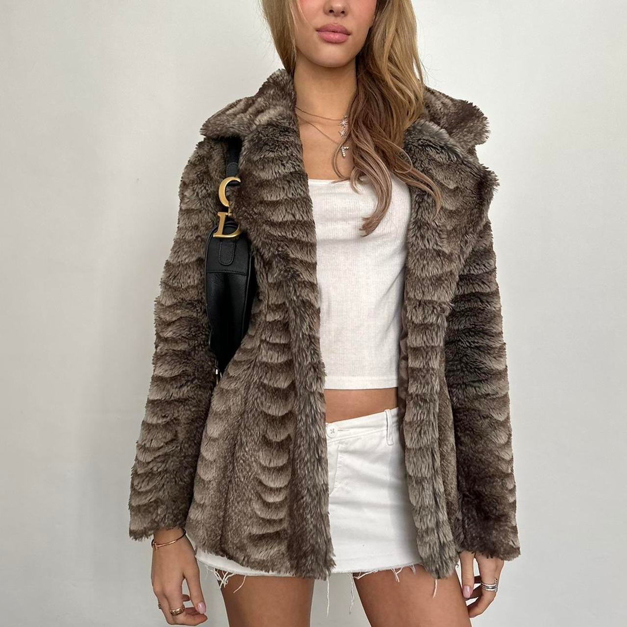 Vintage 2000’s brown faux fur jacket