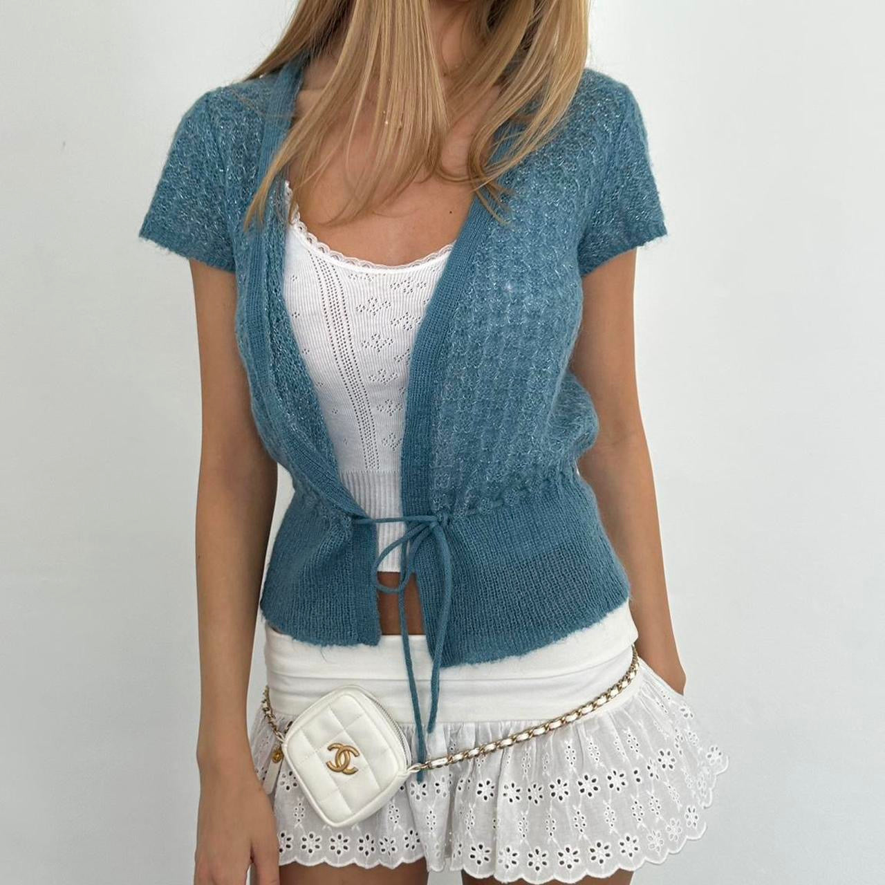Vintage blue delicate layering top