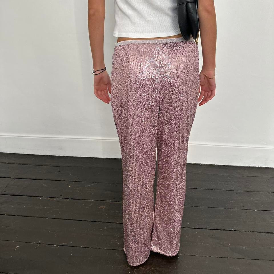 Vintage pink sequin embellished pants