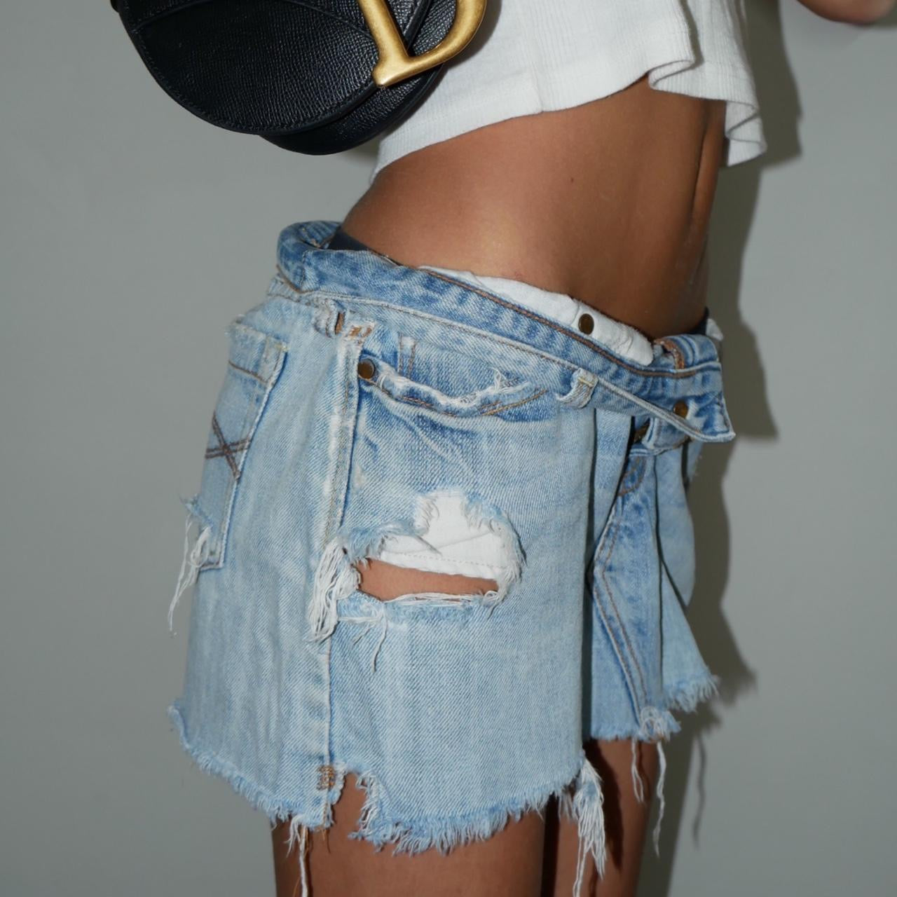 Vintage Abercrombie and Fitch denim distressed mini skirt