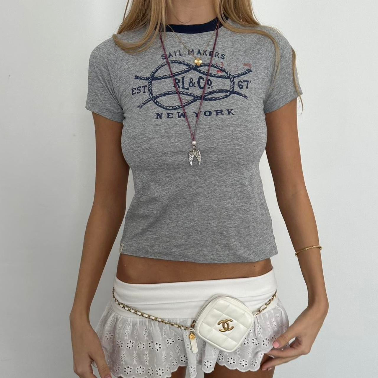 Vintage Polo Ralph Lauren New York grey baby tee