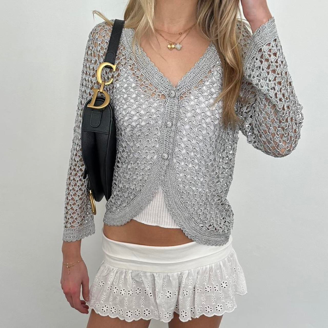 Vintage grey layering cardigan top