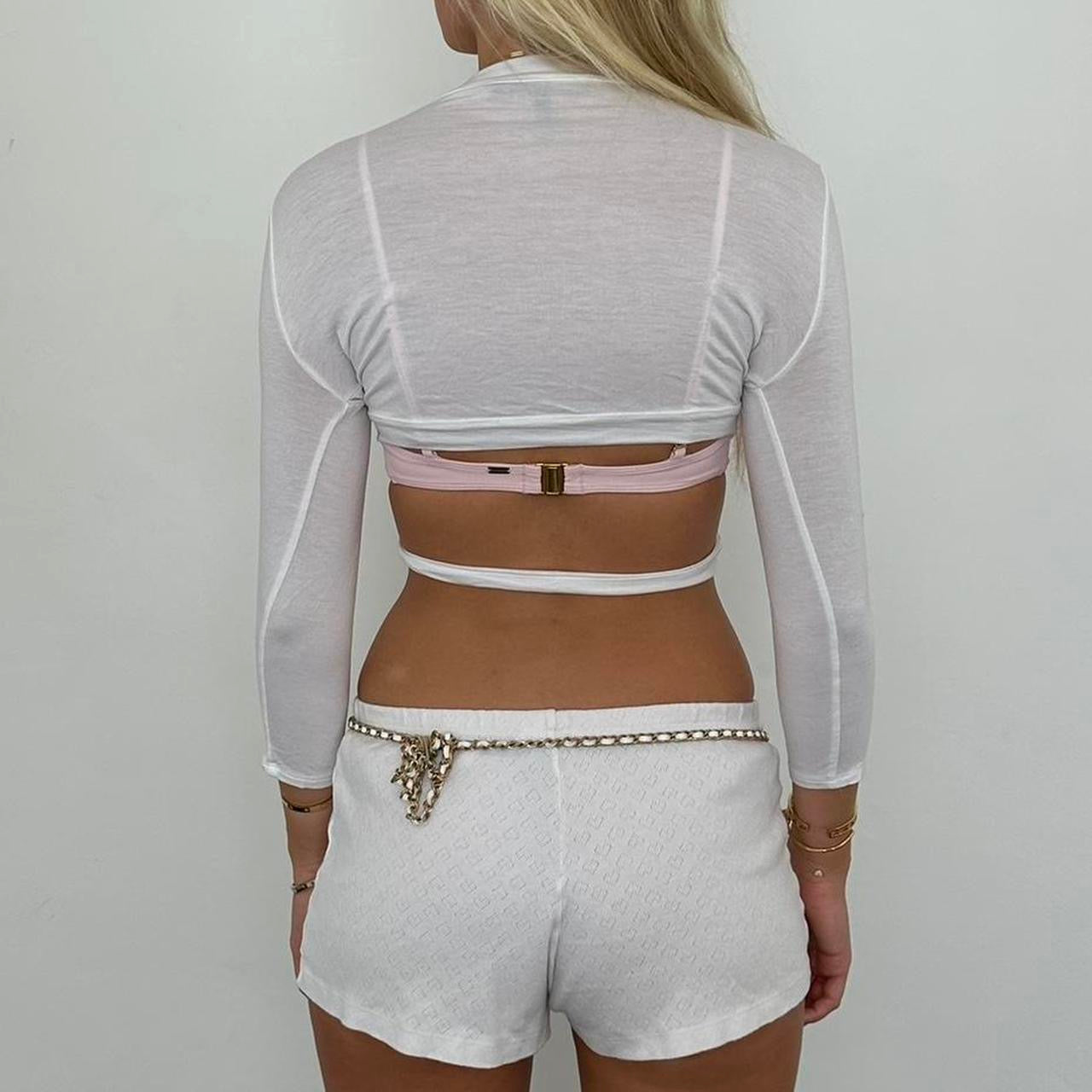 Vintage white wrap long sleeve top