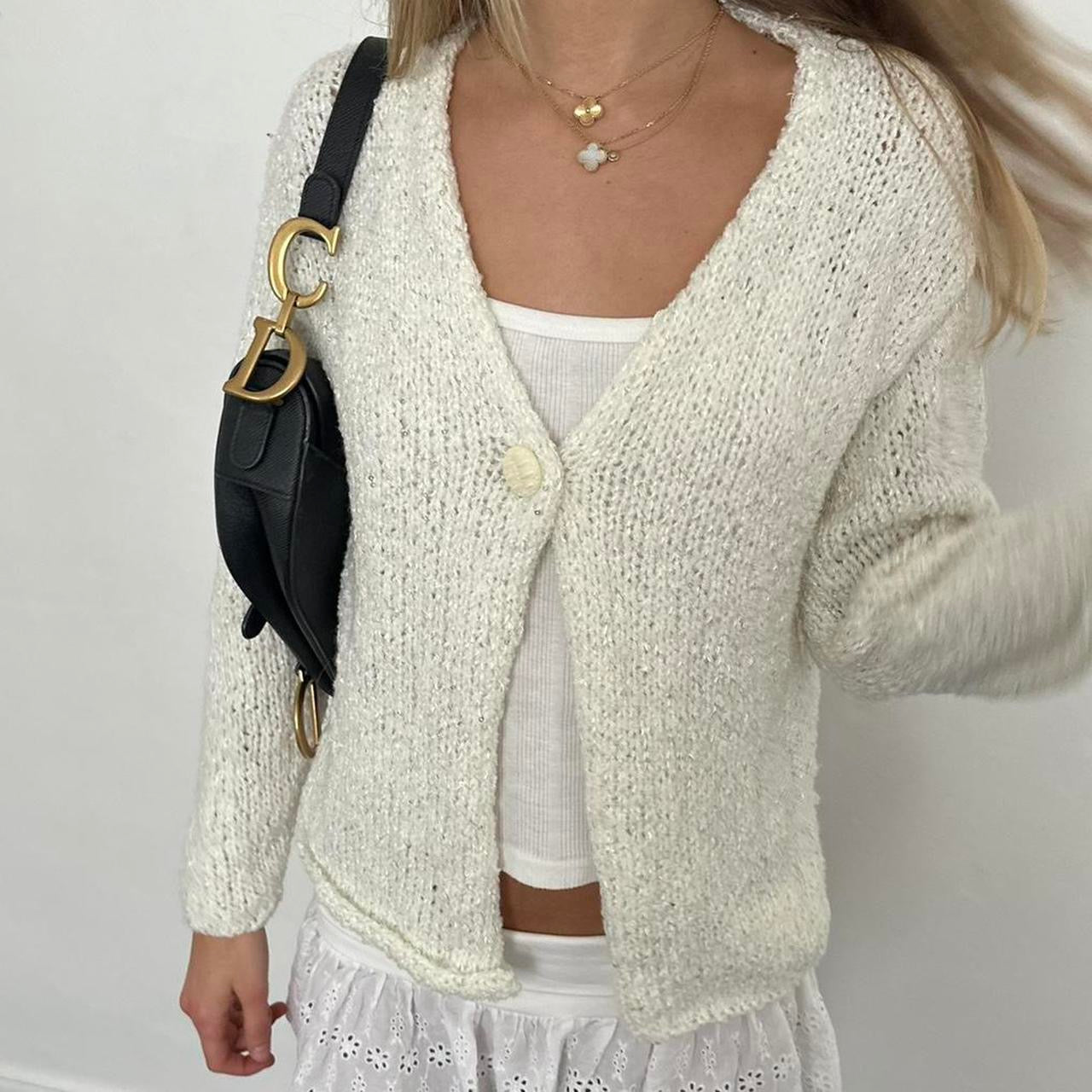Vintage 90’s white knit cardigan top