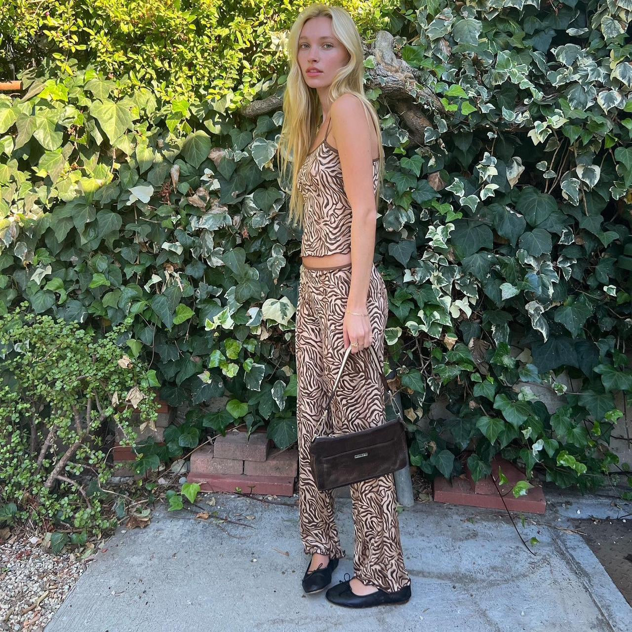 Vintage 90s animal print cami and pant two piece set