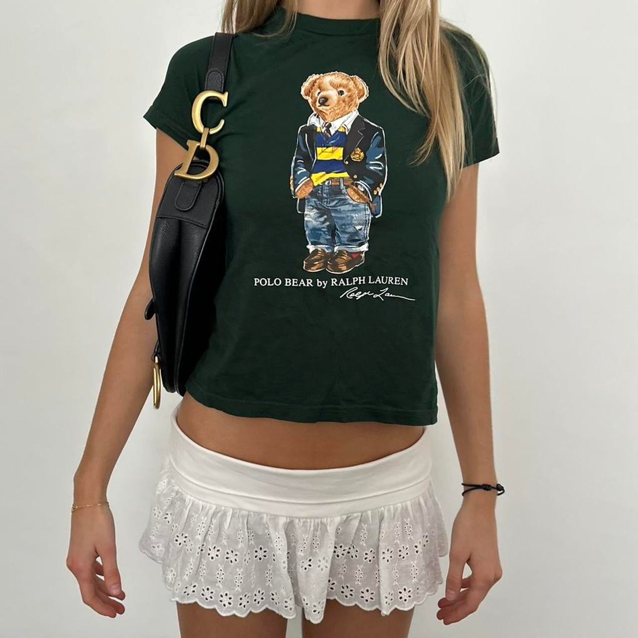 Vintage Polo Ralph Lauren dark green bear graphic baby tee