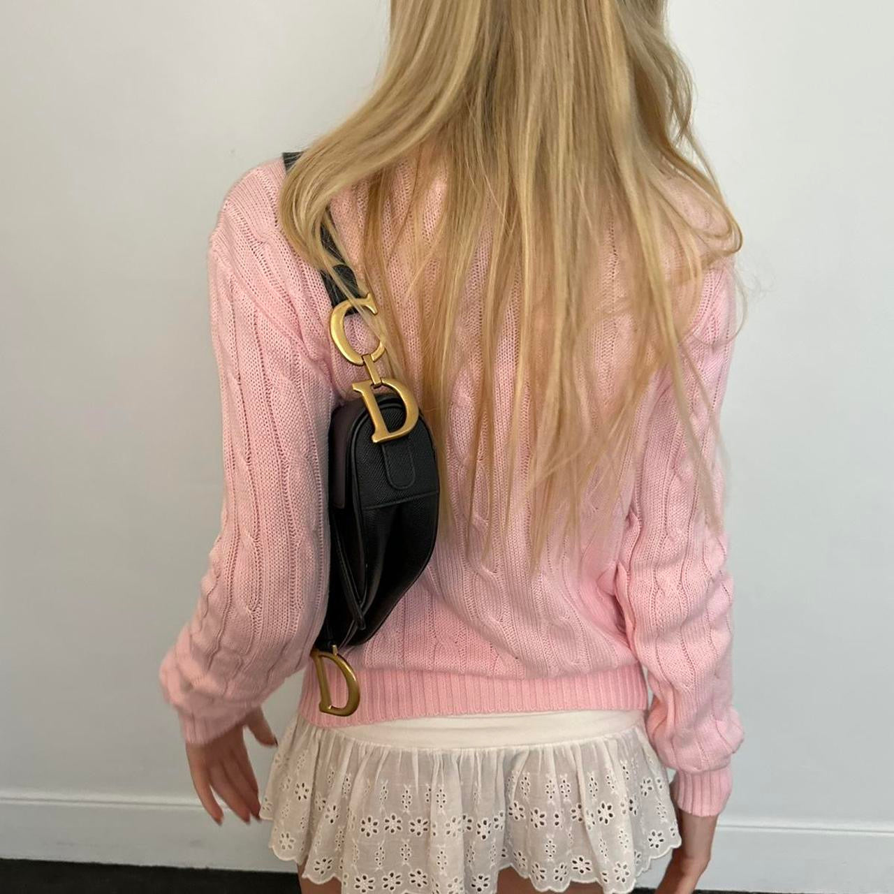 Vintage Ralph Lauren pink heart cable knit sweater
