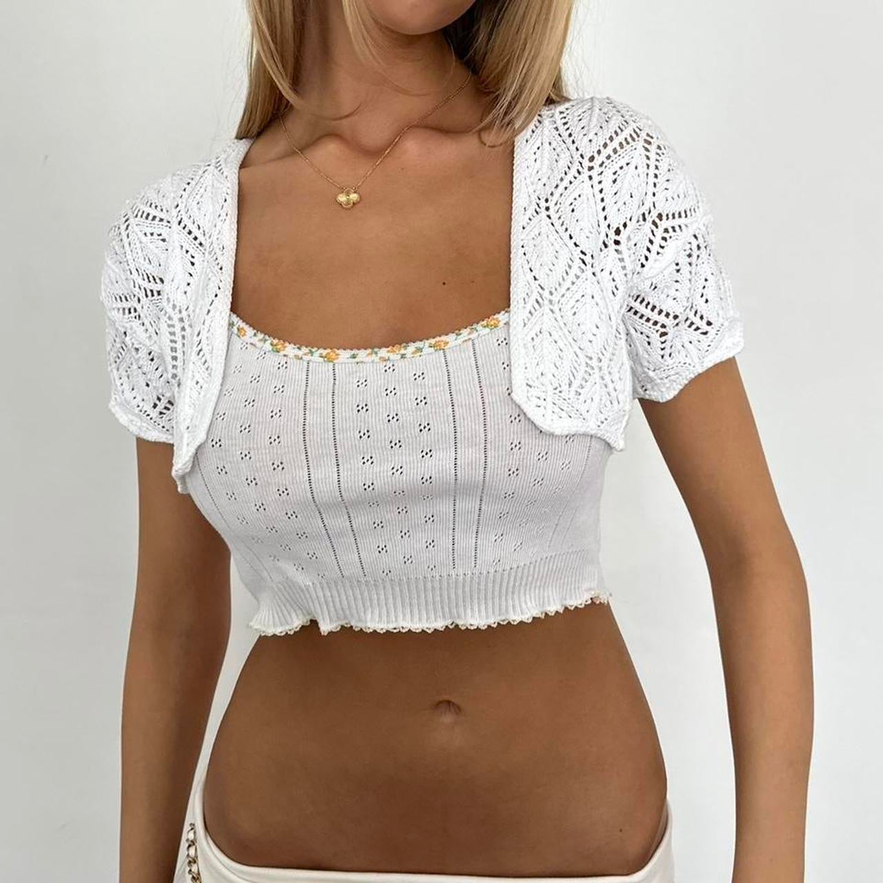 Vintage 90’s white cardigan layering top