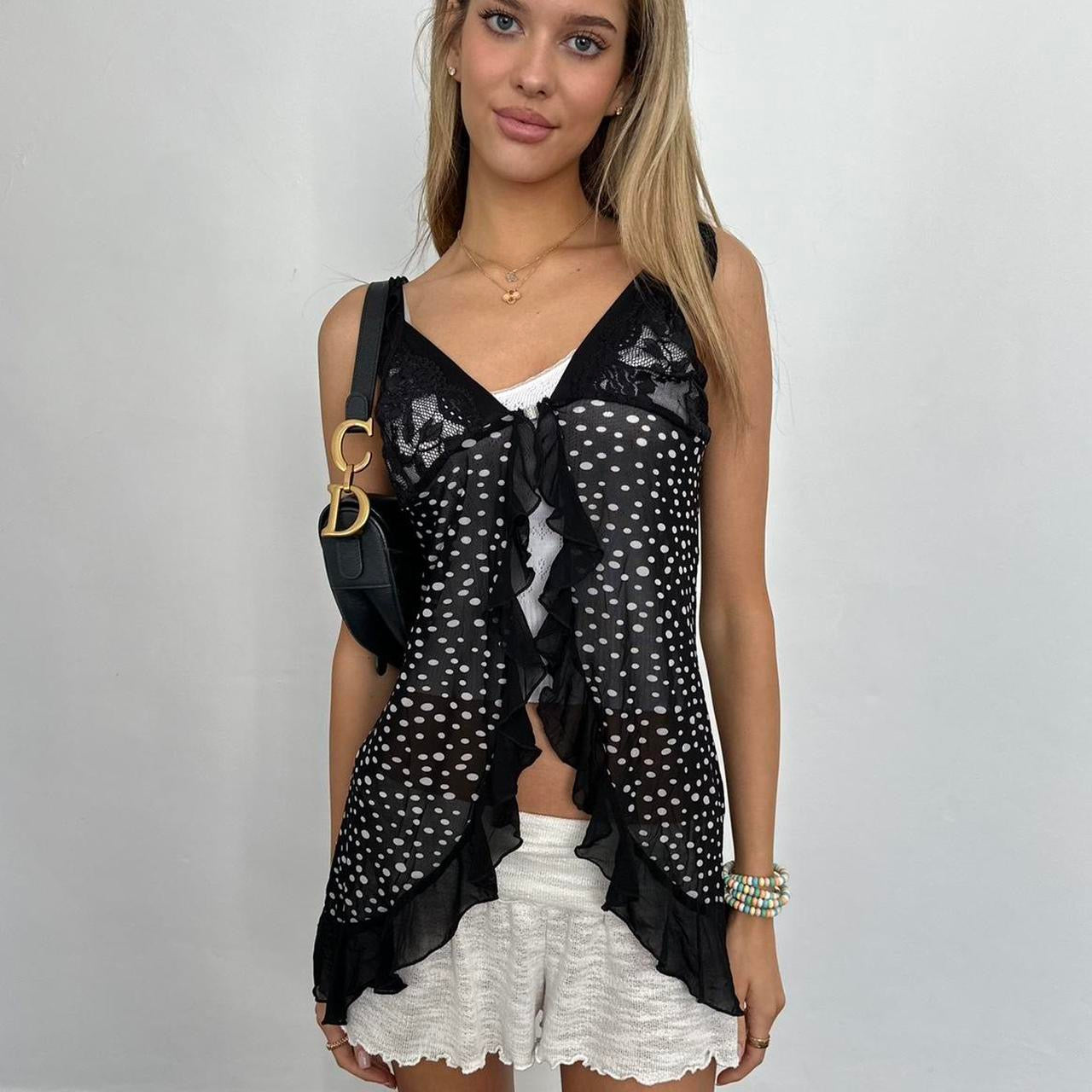 Vintage 90’s mesh polka dot top