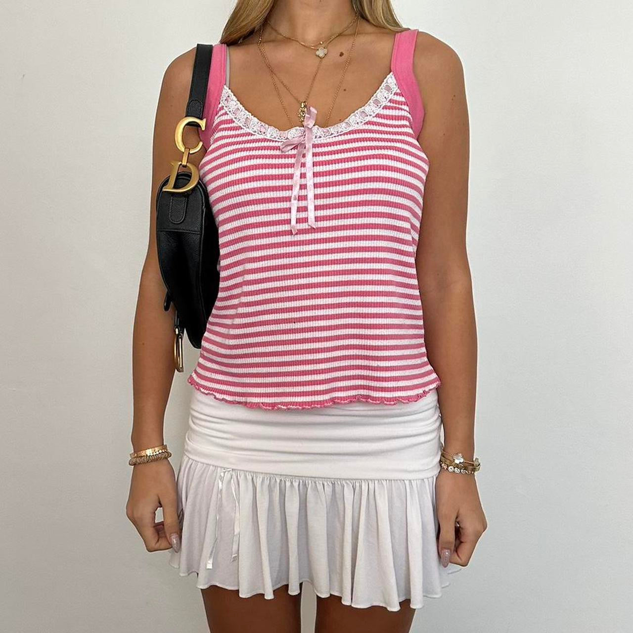 Vintage 90’s pink and white striped cami top
