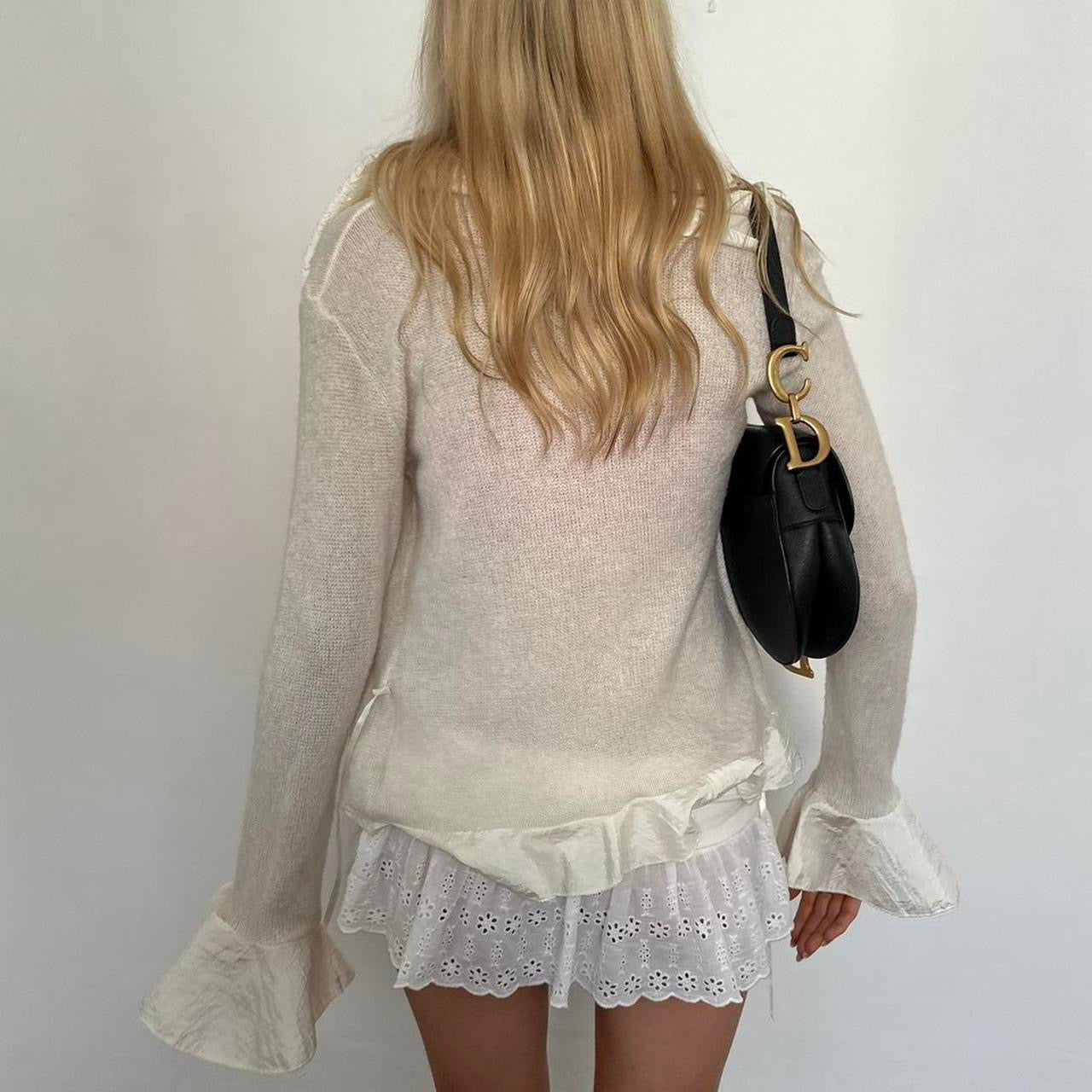 Vintage white tie up cardigan top