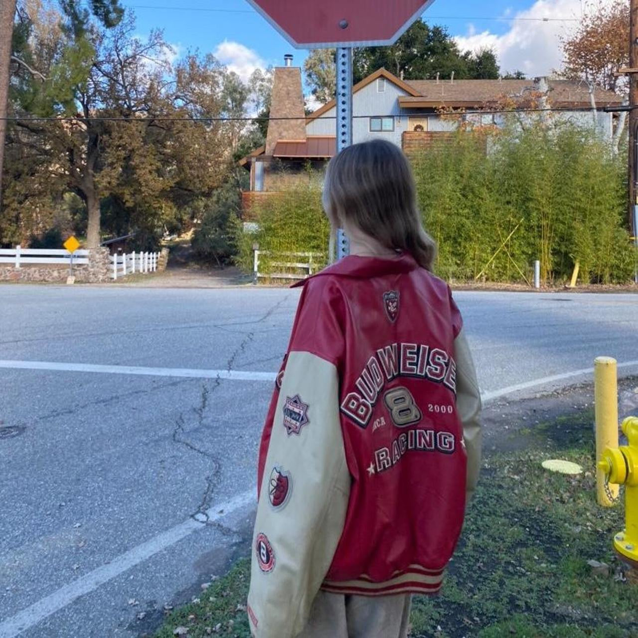 Vintage Budweiser Racing leather jacket 🤍