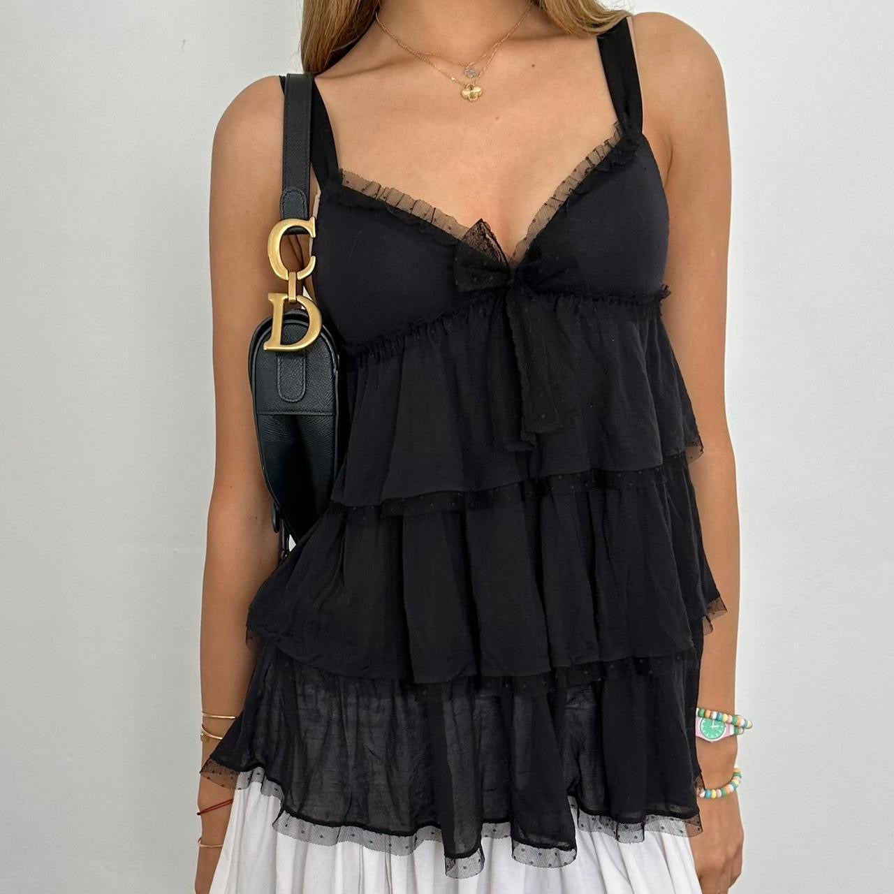Vintage Victoria’s Secret black ruffle cami top