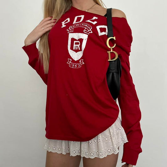 Vintage Polo Ralph Lauren red graphic long sleeve T-shirt