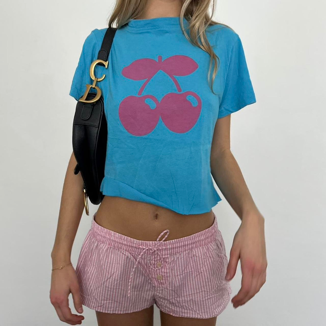 Vintage Pacha pink and blue cherry baby tee