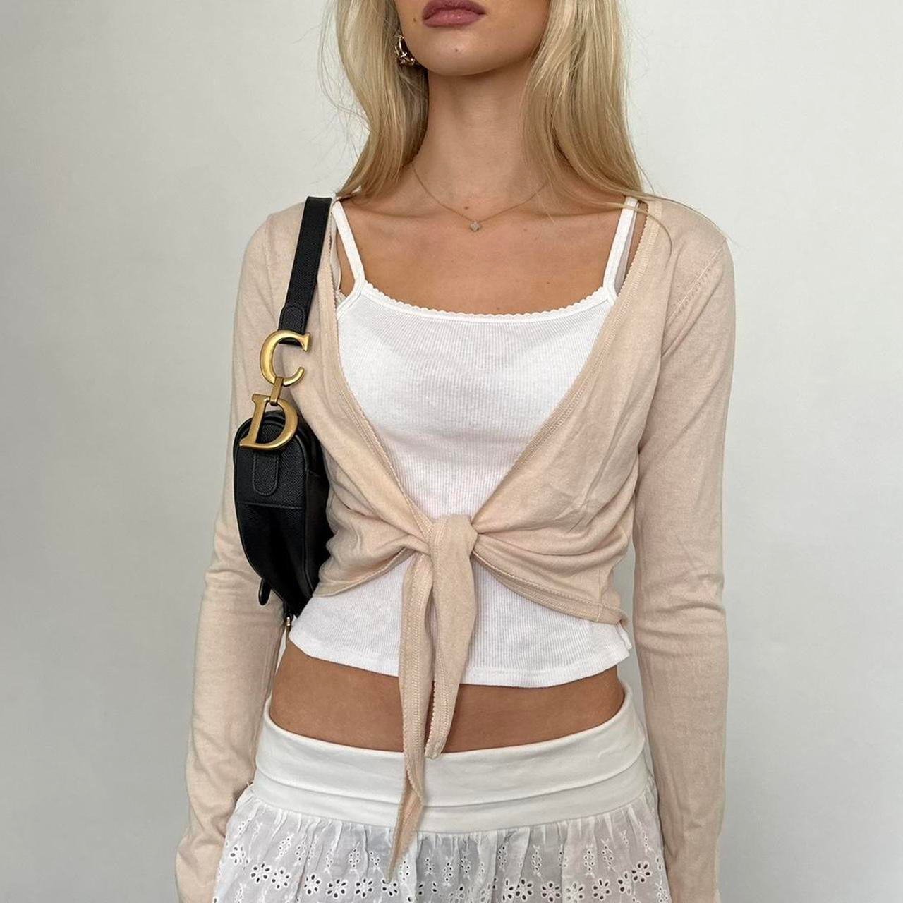 Vintage 90’s cream tie up cardigan top