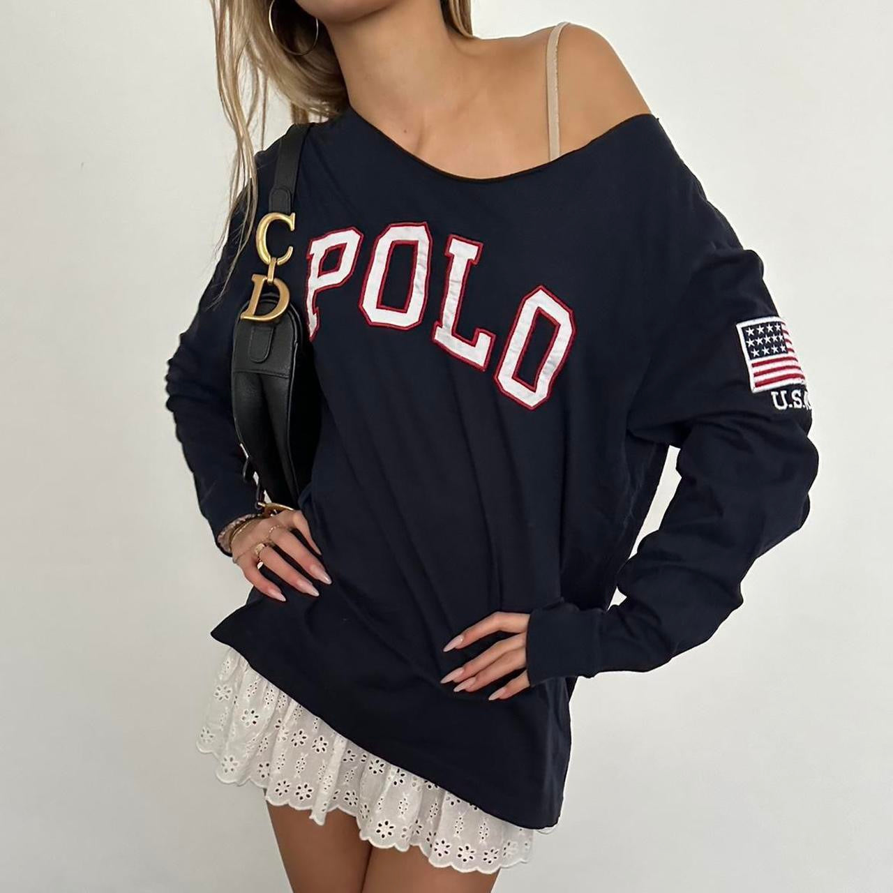 Vintage Polo Ralph Lauren graphic navy long sleeve top