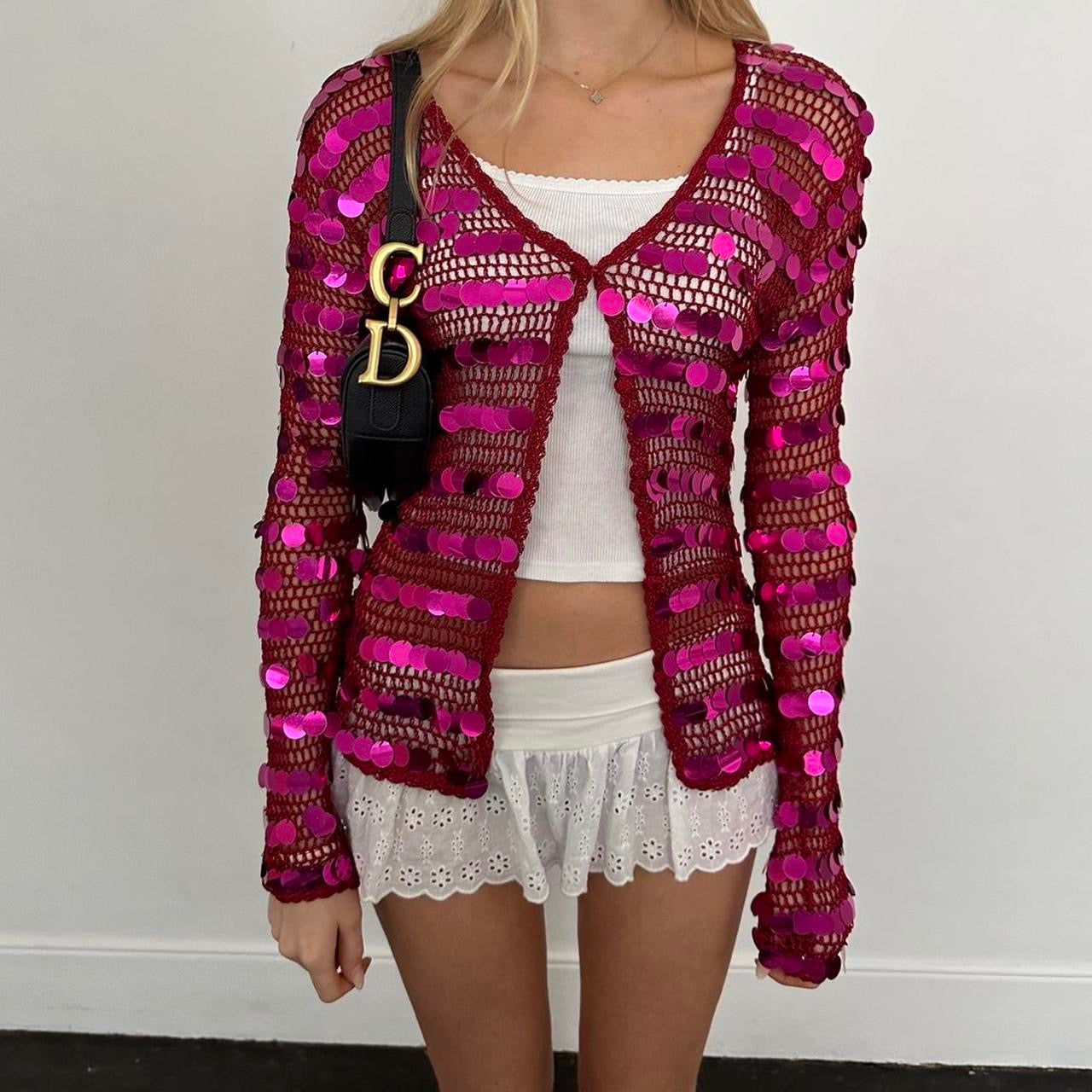 Vintage 90’s pink sequin long sleeve top