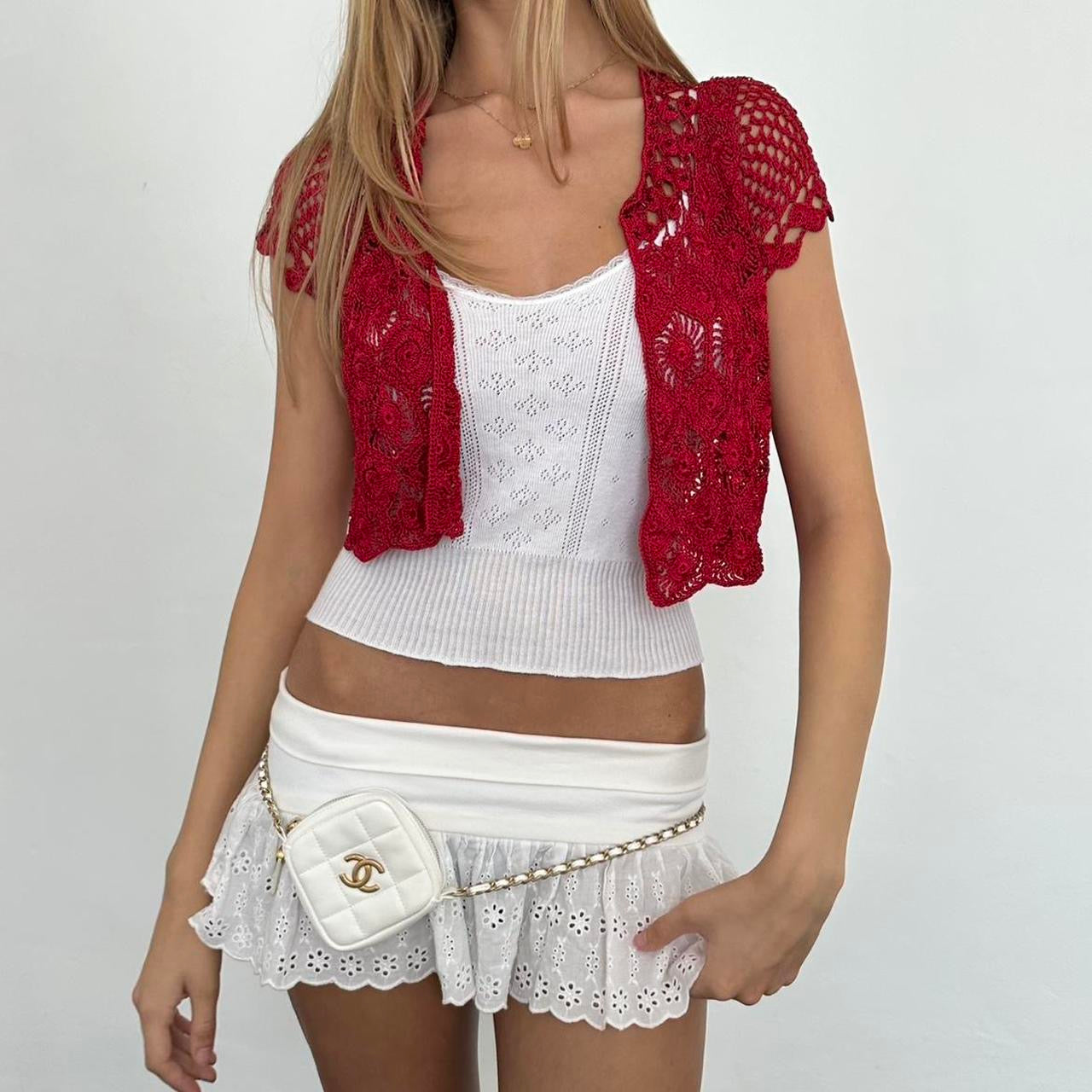 Vintage red delicate layering top