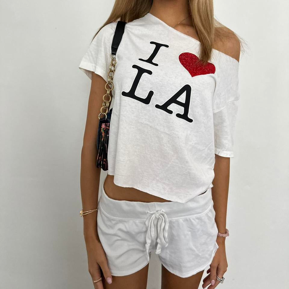Vintage 90ās I love LA off shoulder top š