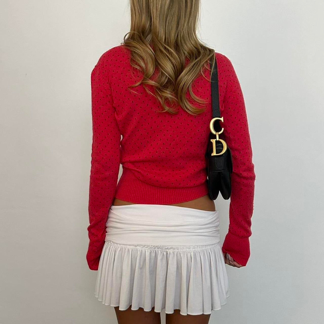 Vintage red polka dot long sleeve cardigan top