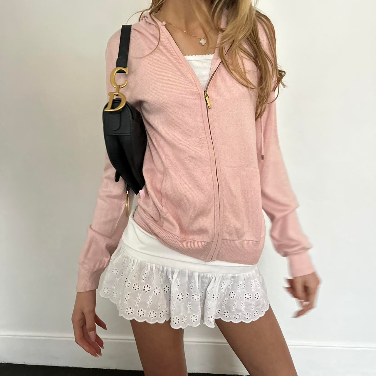 Vintage Ralph Lauren pink knit zip up hoodie