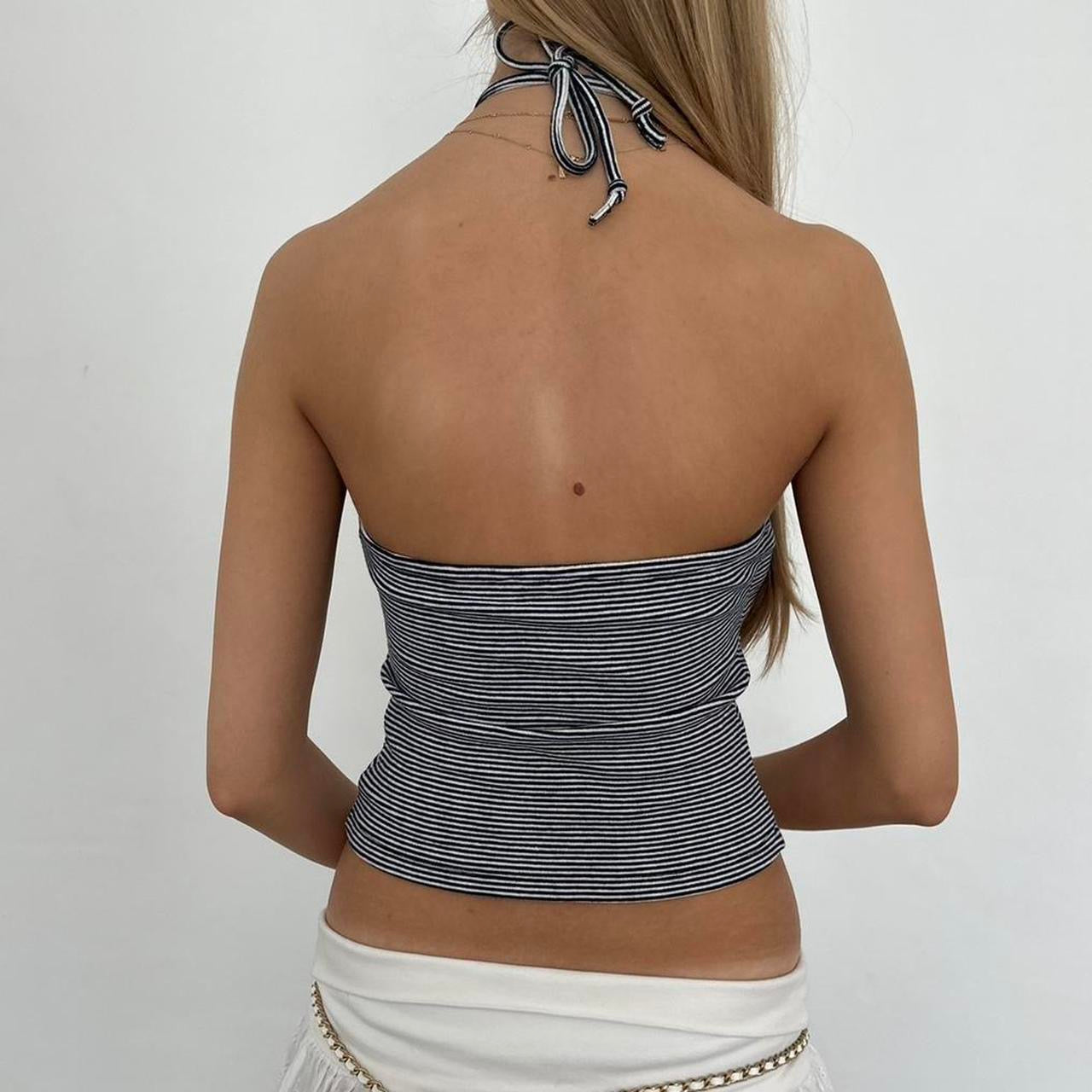 Vintage 2000’s striped halter neck top with beads
