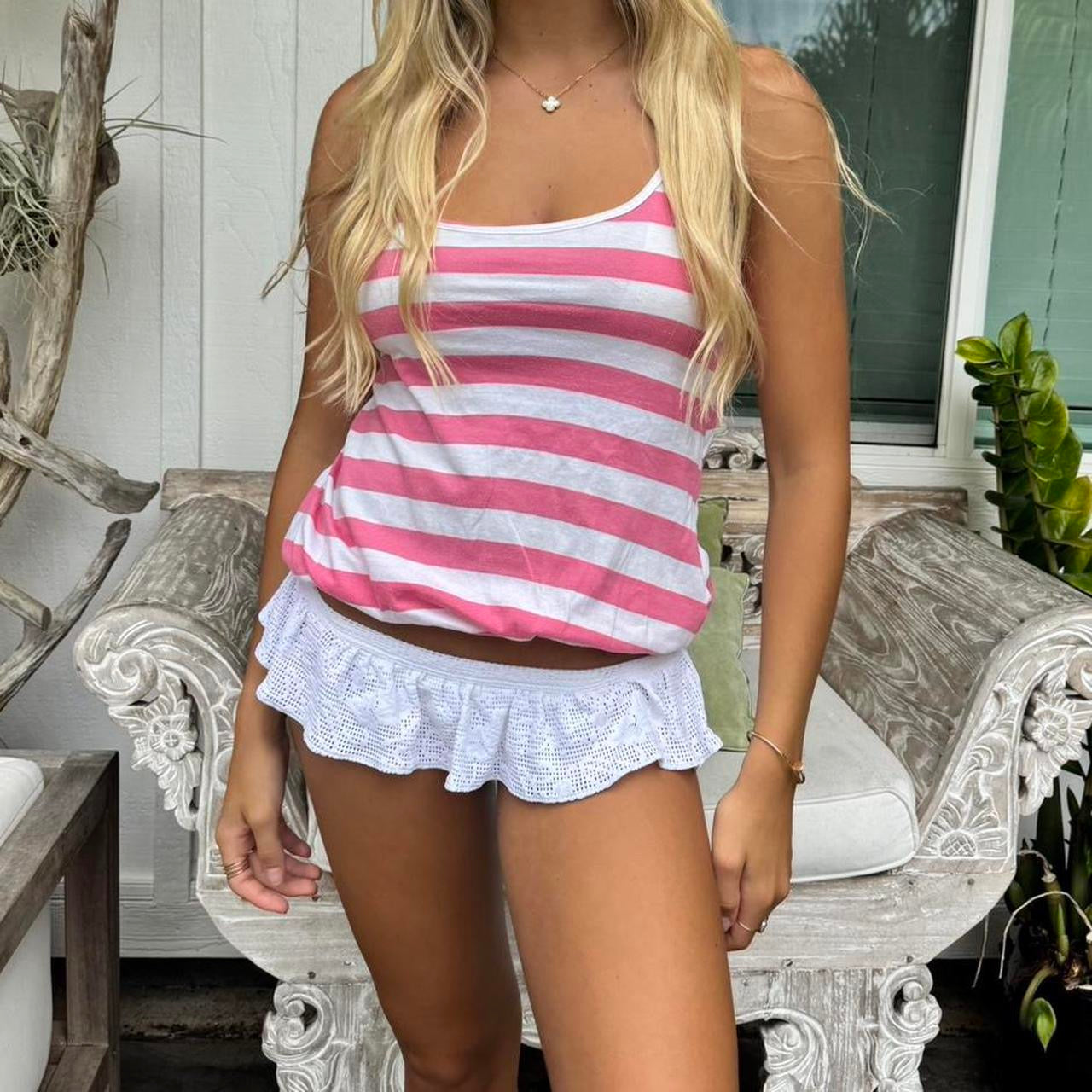 Vintage pink stripe cami top