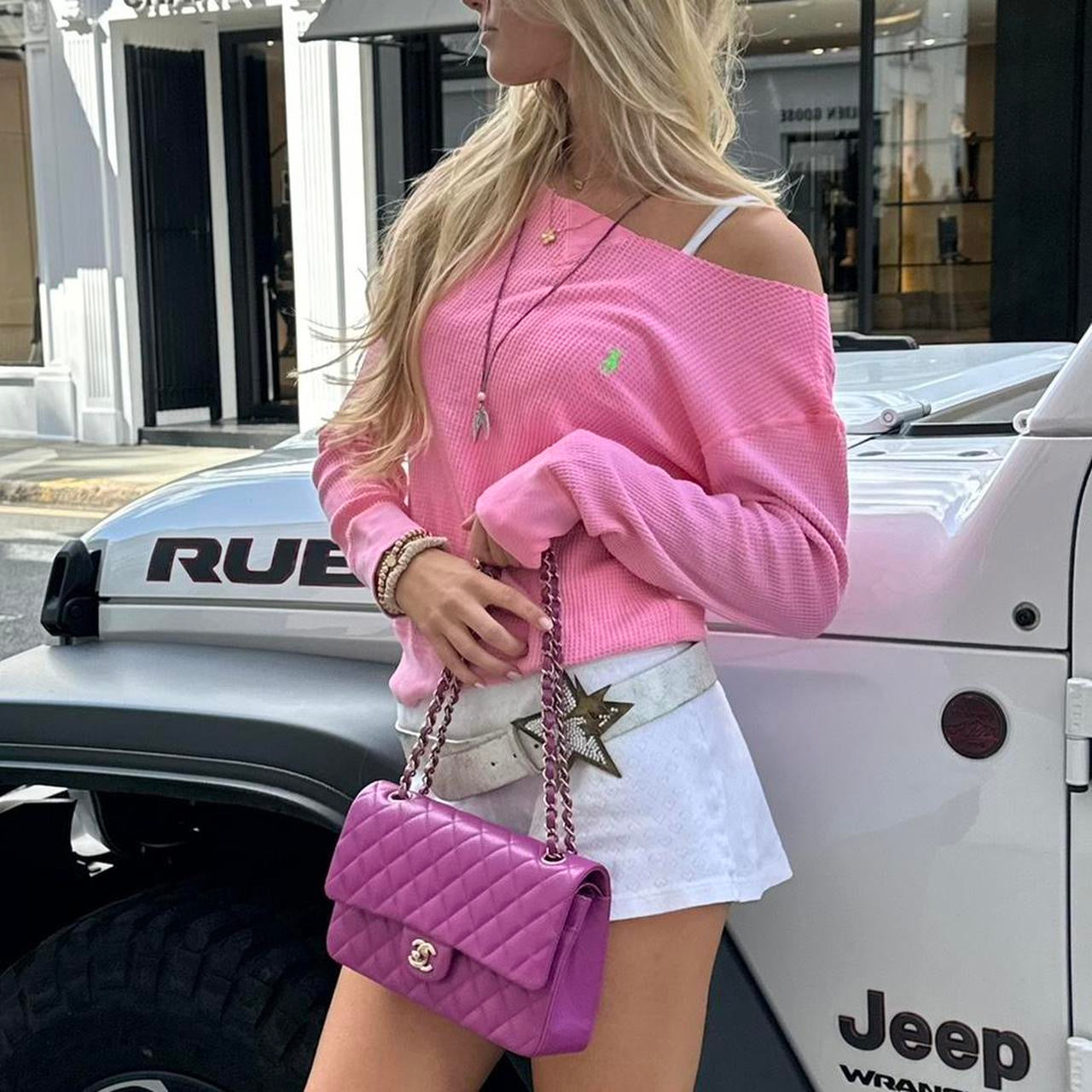 Vintage Ralph Lauren pink long sleeve off the shoulder top