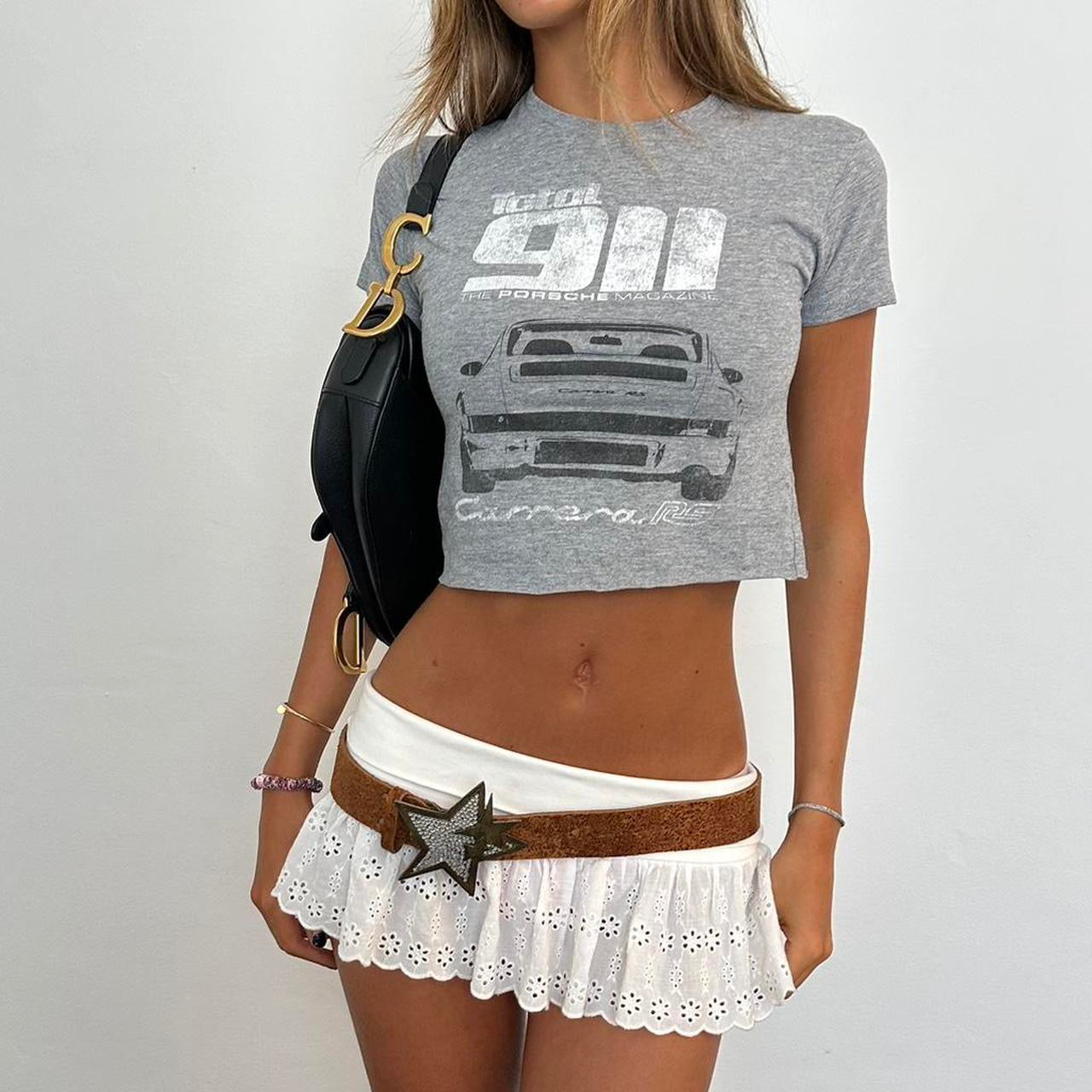Vintage Porsche 911 Design grey baby tee π
