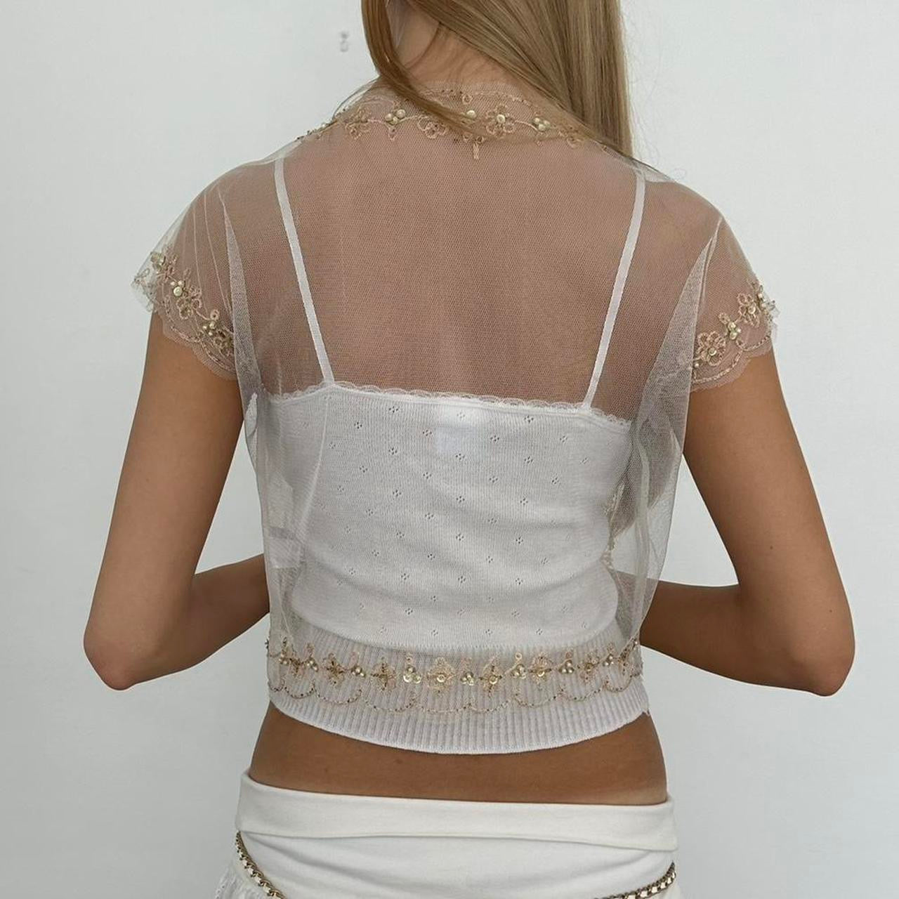 Vintage butterfly sequin delicate layering top