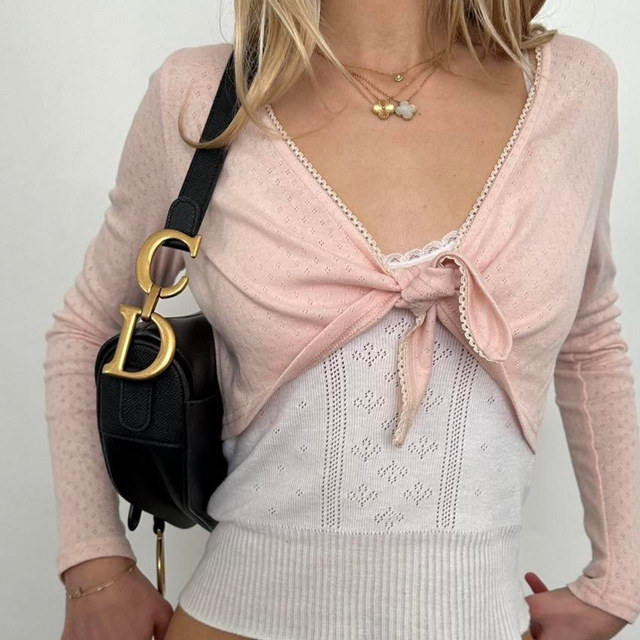 Vintage pink cropped layering cardigan top