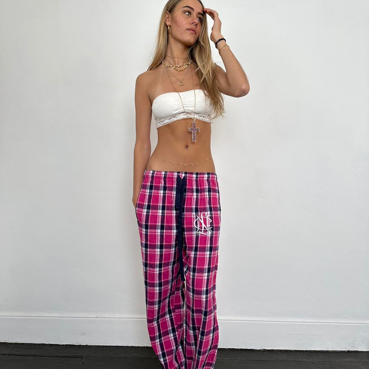 Vintage pink plaid pants πΈπ€
