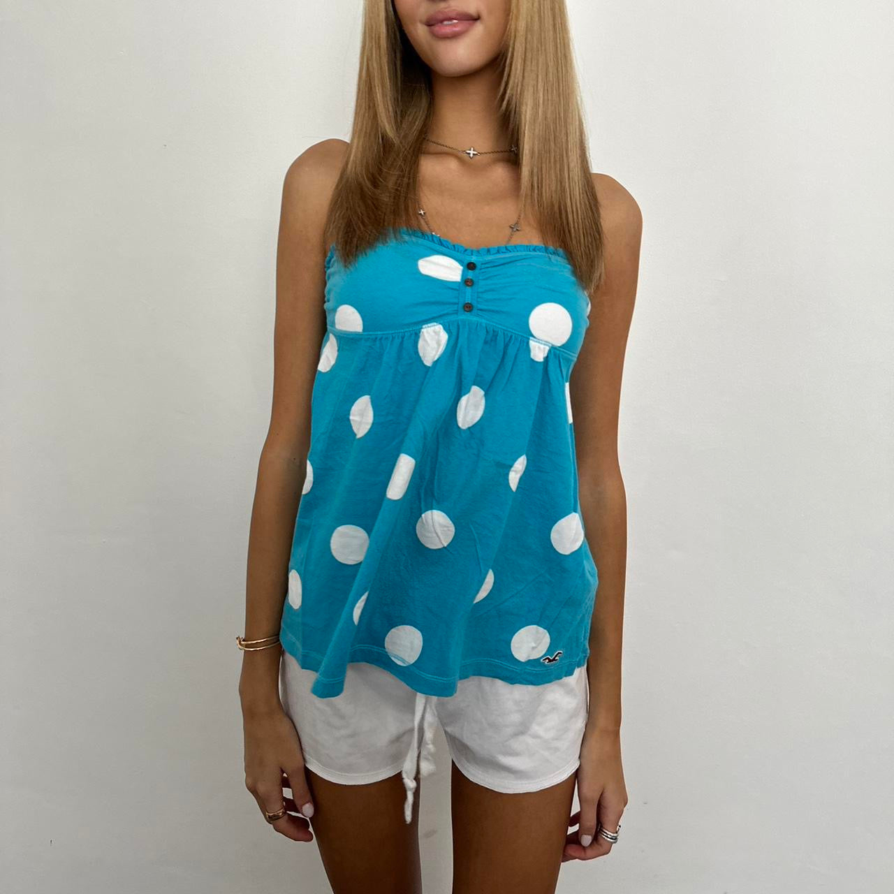 Vintage Hollister 2000s blue surf girl strapless top