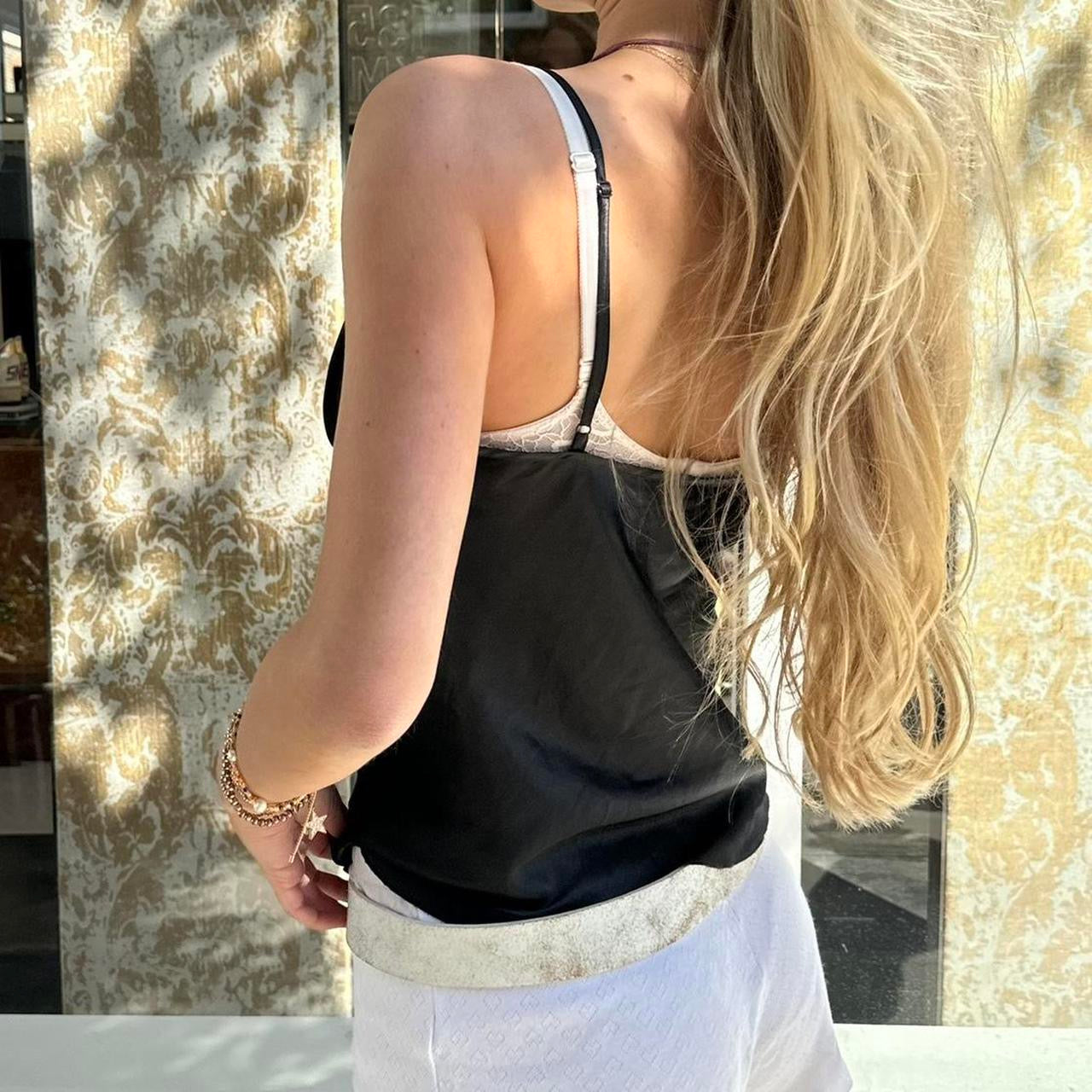 Vintage 2000’s black and pink silky cami top
