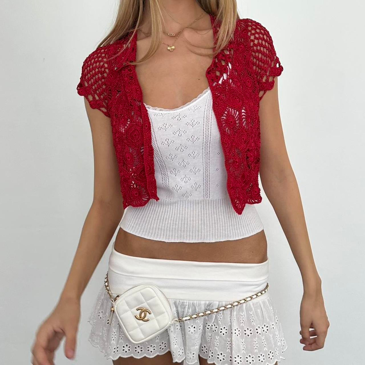 Vintage red delicate layering top