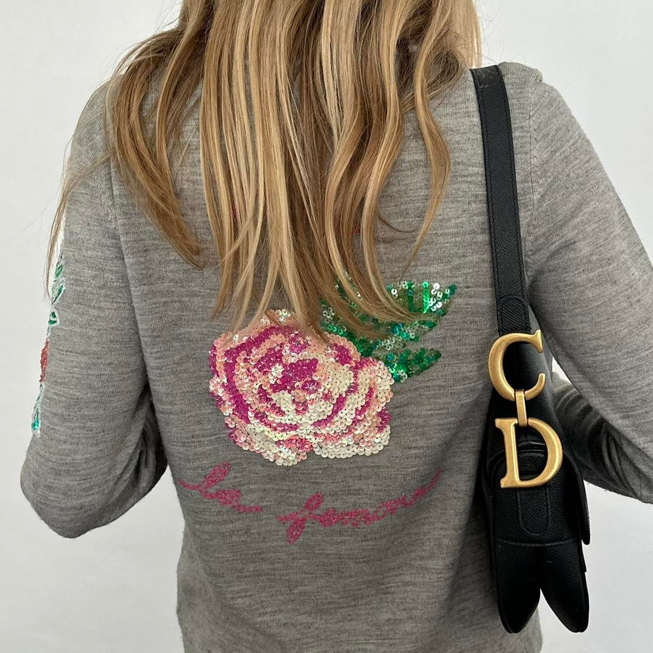 Vintage sequin grey cardigan