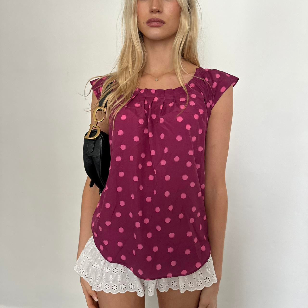 Vintage 90’s pink polka dot blouse top
