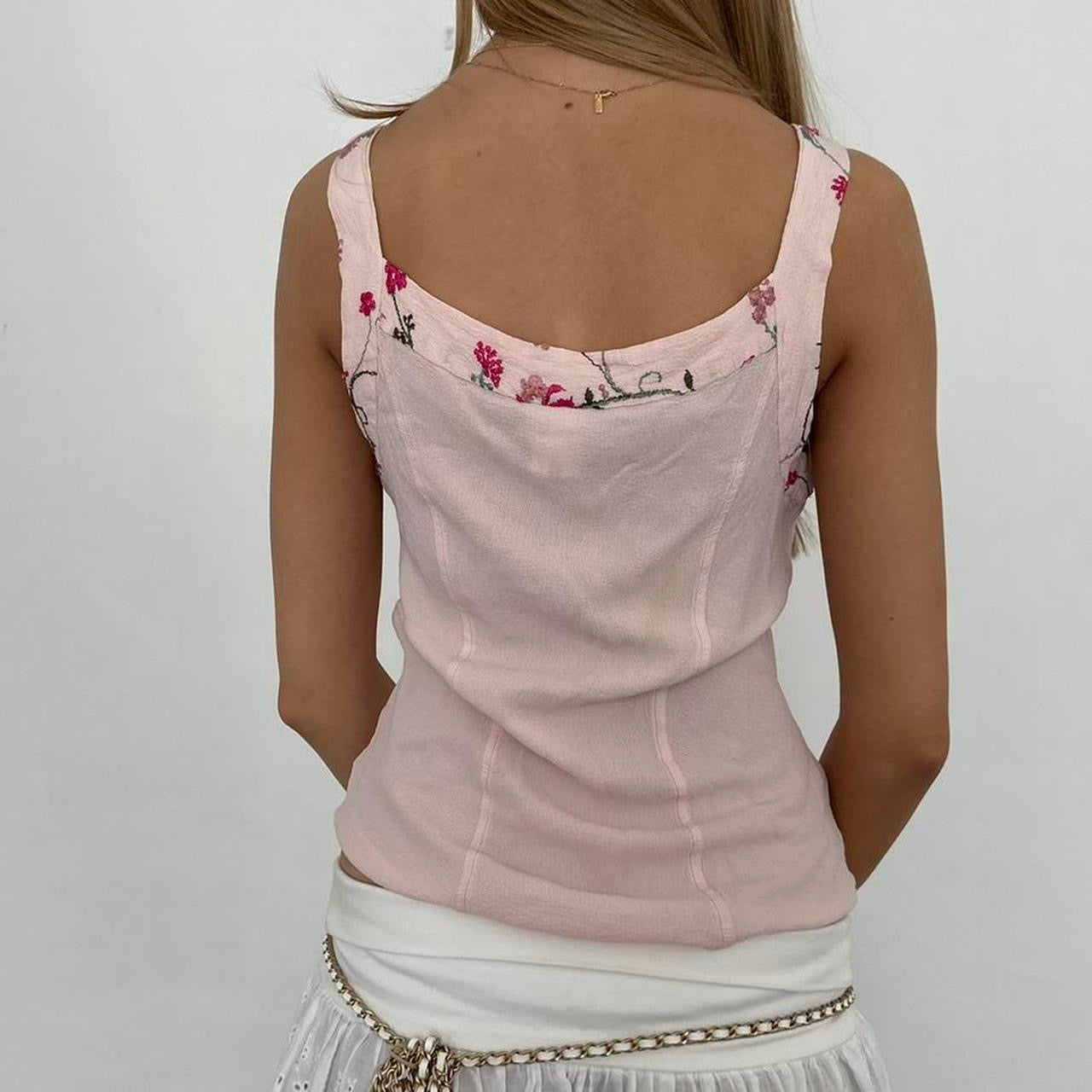 Vintage 90’s pink floral and lace up front babydoll top