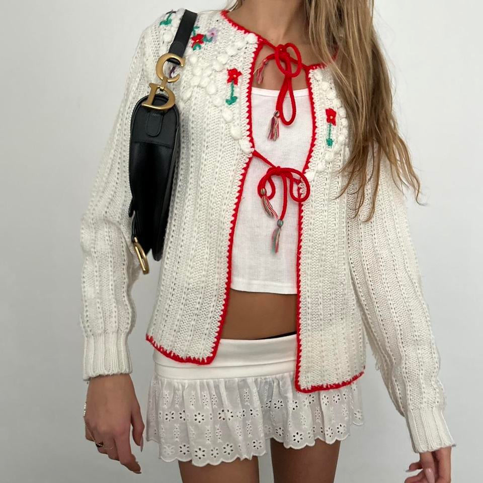 Vintage knitted tie up cardigan