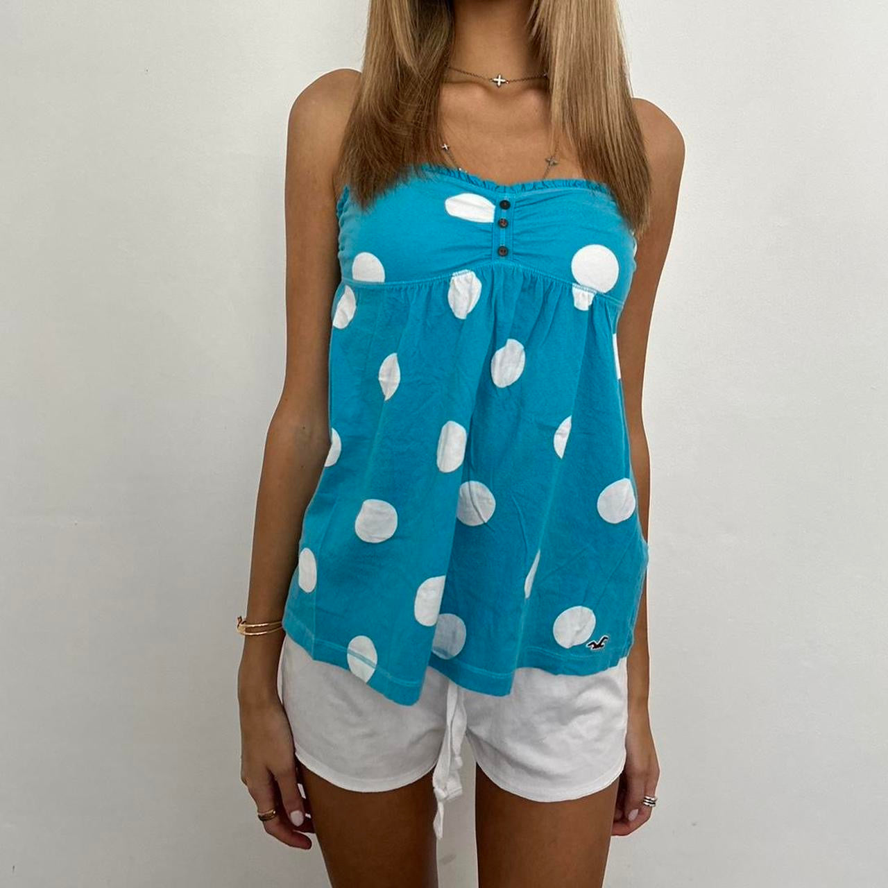 Vintage Hollister 2000s blue surf girl strapless top