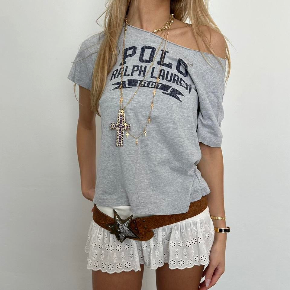 Vintage Ralph Lauren grey off shoulder top