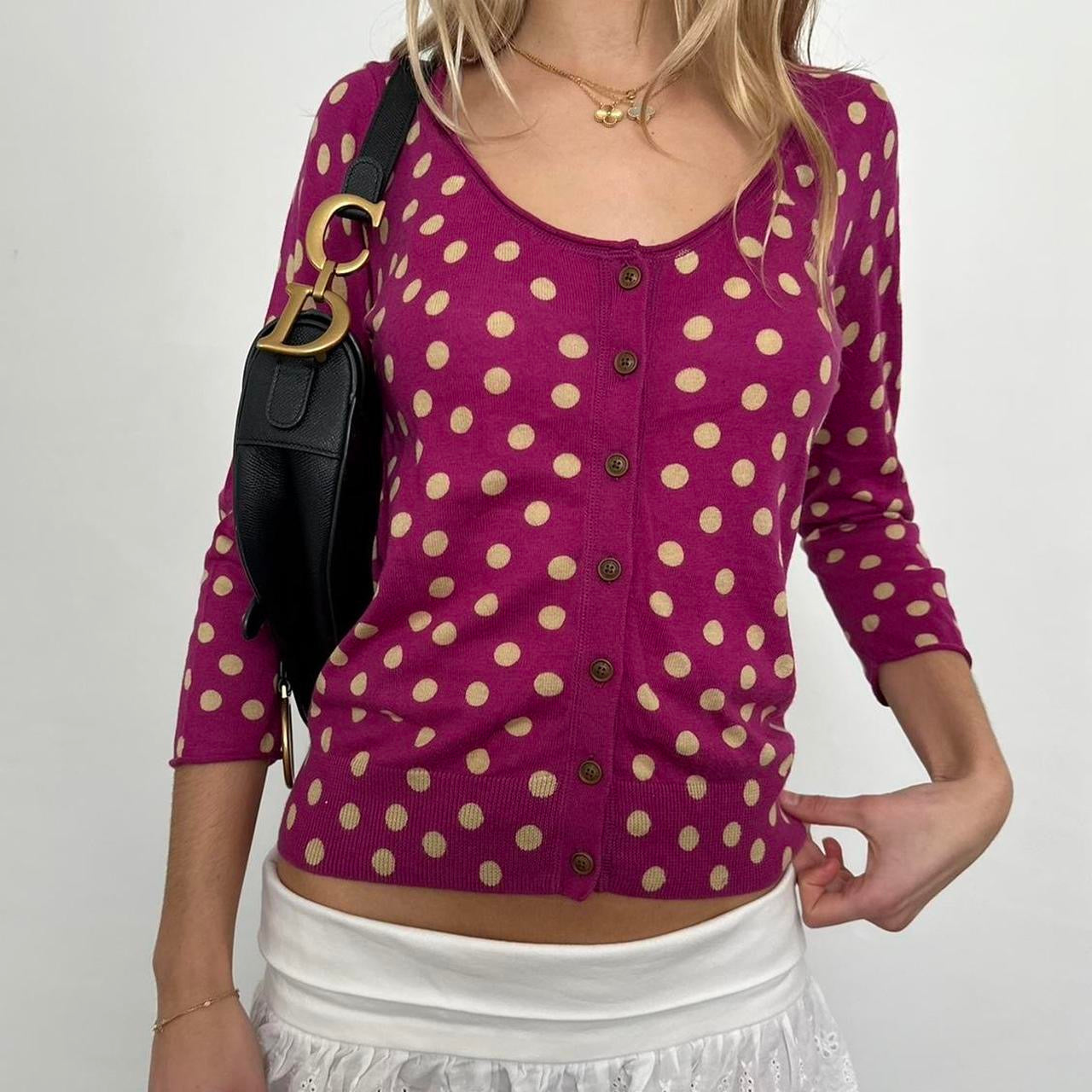 Vintage polka dot print cardigan top