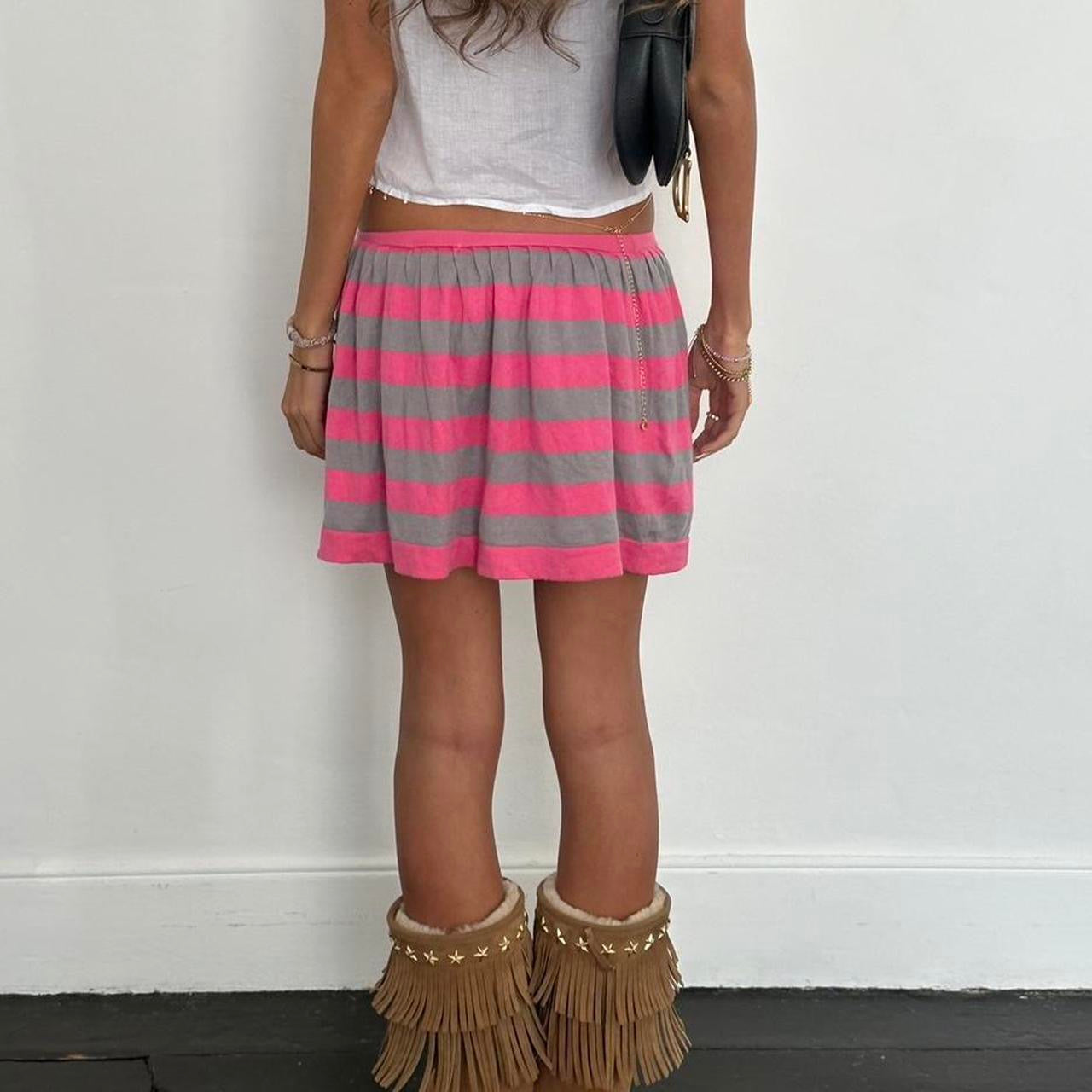 Vintage 00s pink and grey striped mini skirt