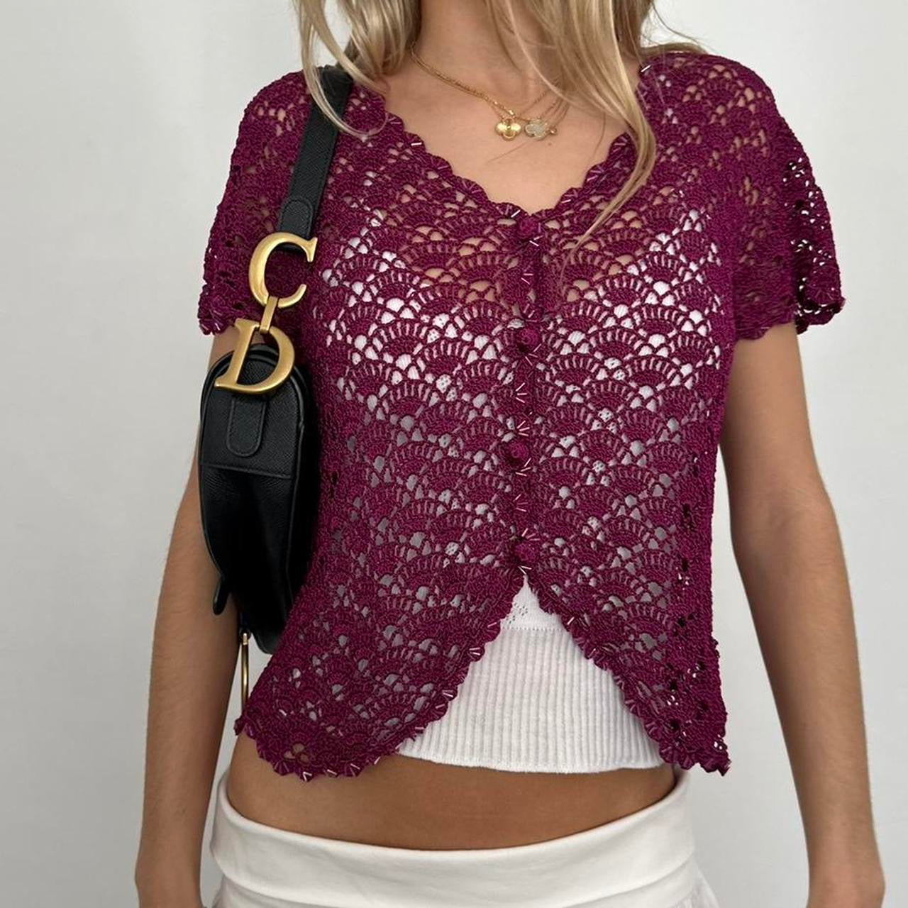 Vintage plum layering cardigan top