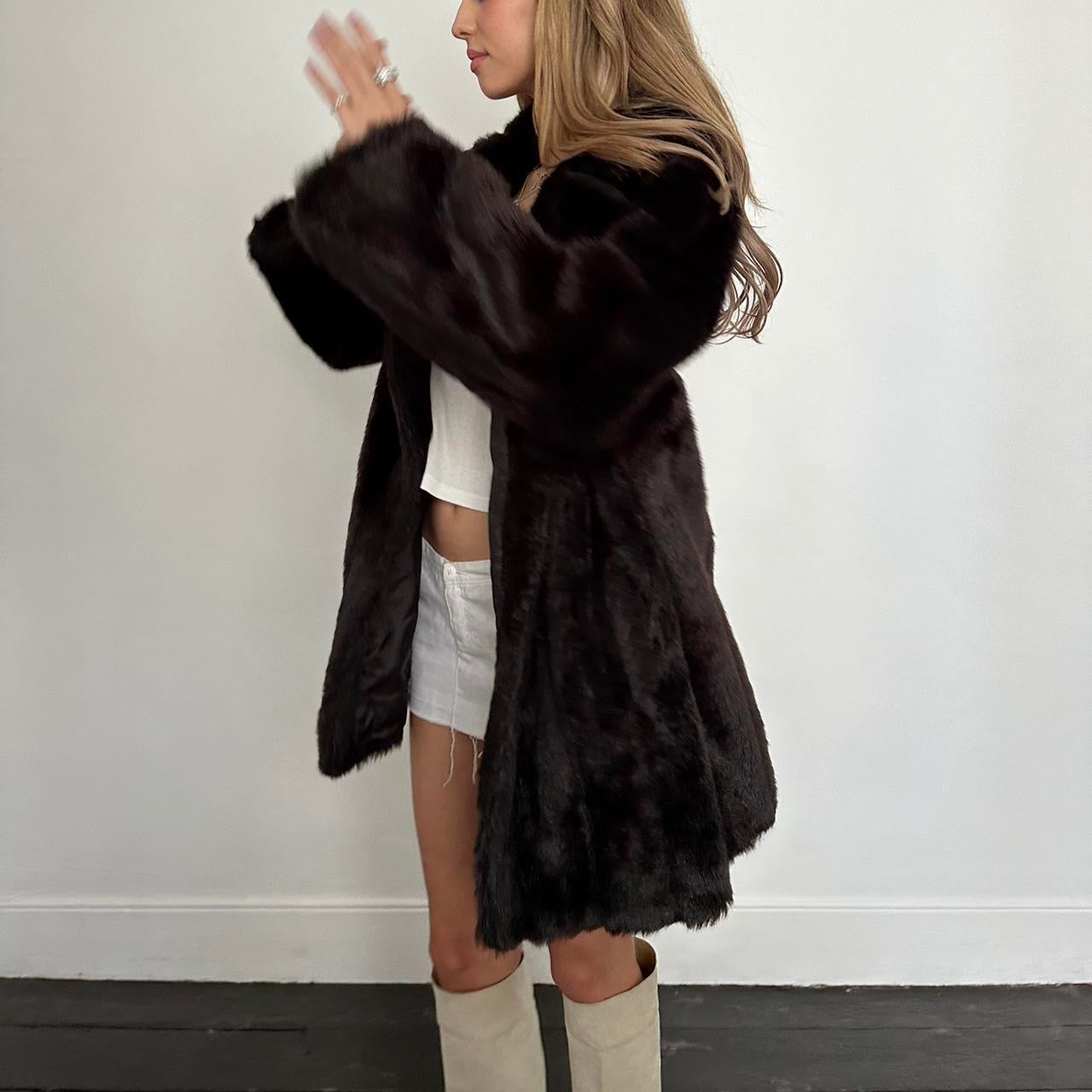Vintage 2000’s dark brown faux fur jacket