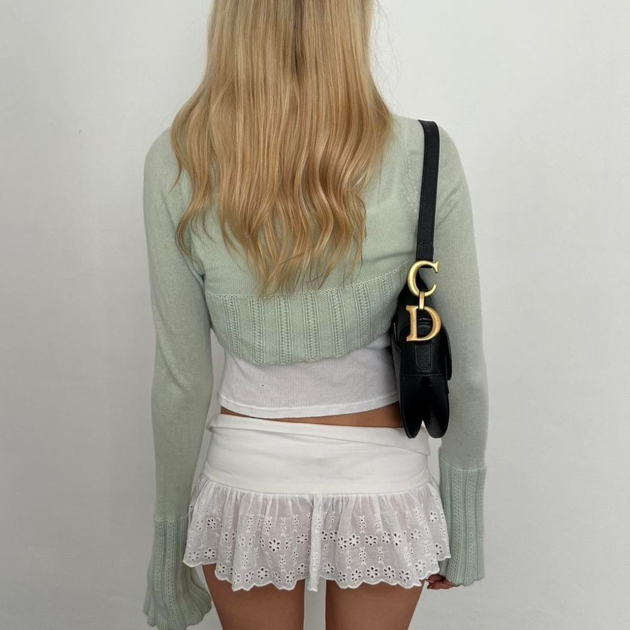 Vintage mint green cashmere long sleeve cardigan top