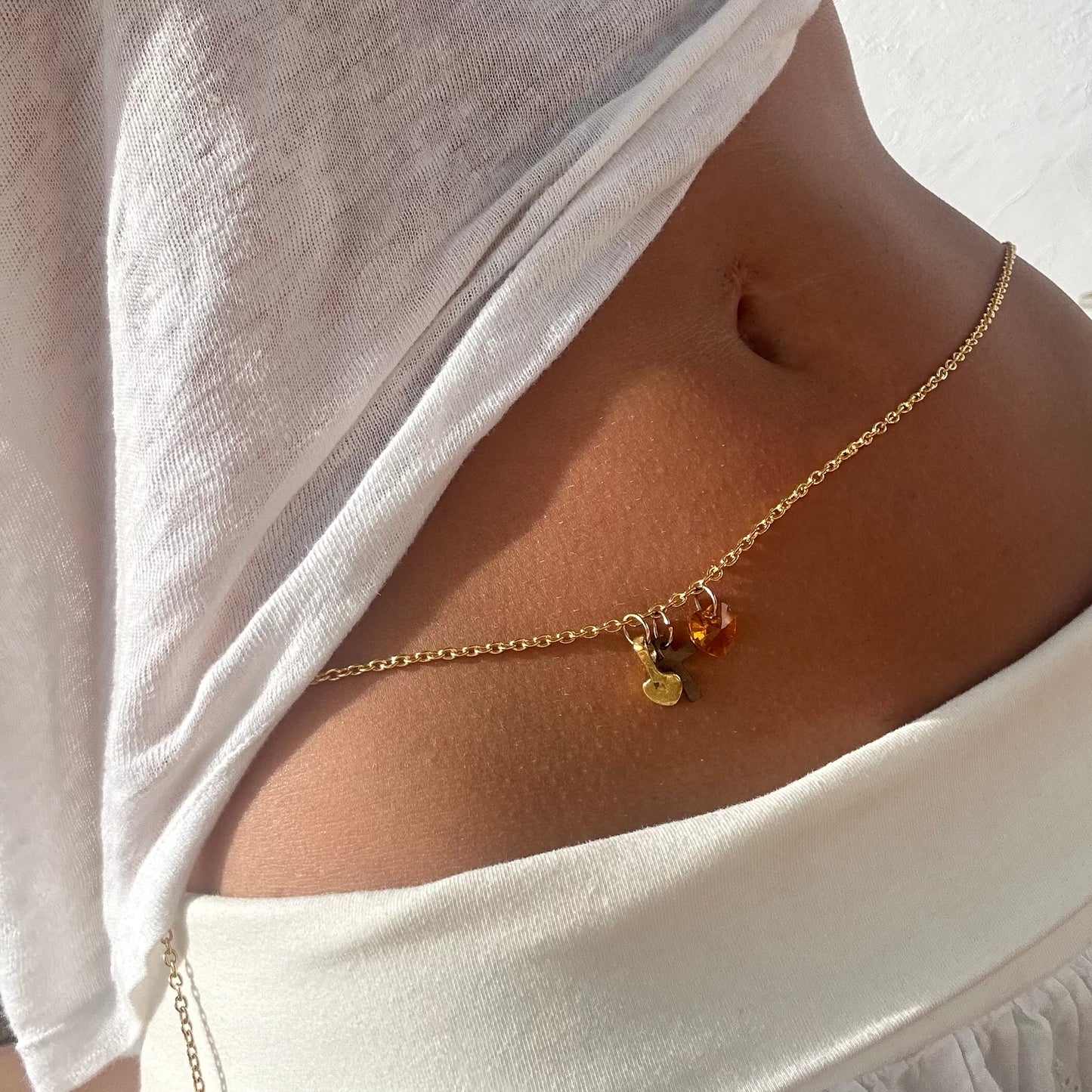 Handmade amber heart belly chain πͺΈπ