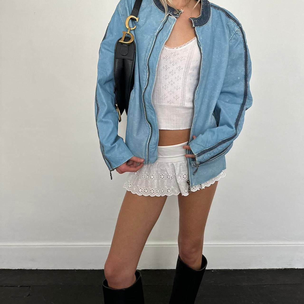Vintage 90’s blue leather jacket